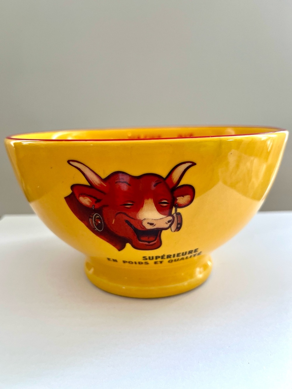 Vintage Yellow Laughing Cow Bowl La Vache Qui Rit